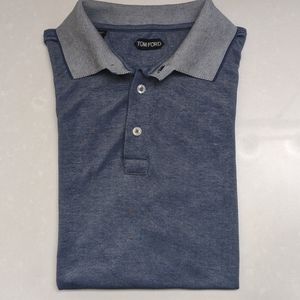 Tom Ford Silk Cotton Blend Blue Polo - Sz. XL